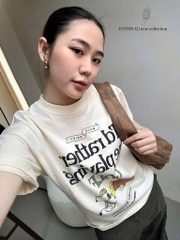 A493-Áo thun cộc tay màu be in chữ GOLF đủ tem hàng nhà máy