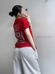 A505-Áo thun đỏ suông viền cổ Rich 88
