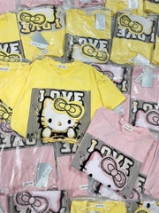A309- Áo phong kitty loang 2 màu hồng-vàng dáng suông