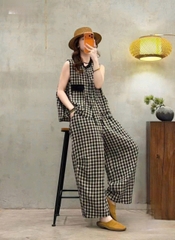 SET1005- Set áo kẻ caro phối quần bo ống
