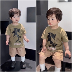 BT50- Bộ SONIC nâu áo cotton quần kaki co giãn