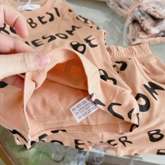 Bộ cotton nâu chữ COOL Trẻ em VNXK
