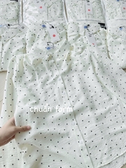 ☘️ÁO SƠ MI GU CHẤM BI dài tay cổ đức màu trắg🌿