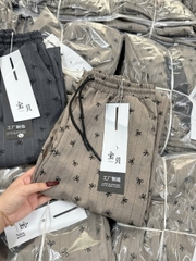 QUAN034-Quần sọc in nơ cạp chun dáng suông dài chuẩn 100cm