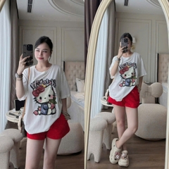 Set684- Set kitty áo trắng quần đỏ dáng cộc  chất cotton