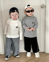 Cb422-Combo 3 áo díp lông giữ nhiệt cao cổ thêu gấu cho bé