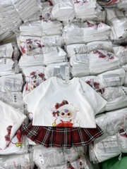 SIZE ĐẠI -BT248-SET áo BB3 mix CV kẻ bé gái có lót quần