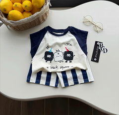 BT990-Set 3 bộ sát nách tông xanh cho bé vải cottton mềm mát