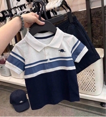 BT991- Bộ áo polo xanh than phối trắng cho bé trai TẶNG KÈM MŨ