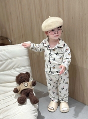 bt688- Combo 2 bộ pijama mickey xanh sọc chất đũi tằm