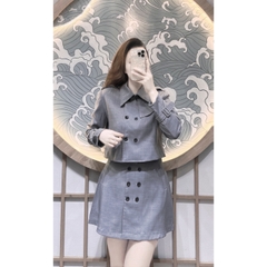 💎 SET101- SET MĂNG TÔ XANH GHI DÁNG NGẮN MIX CV  A