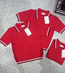A264- Áo len cổ đức màu đỏ hàng nhà máy full tem