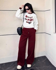 set856- Set chữ nỉ hai da phối quần đỏ viền