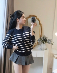 A411-Áo len dệt kim xanh than kẻ ngang hàng nhà máy chuẩn