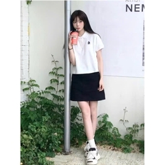 A574-Áo polo trắng thêu gấu hàng nhà máy đủ tem