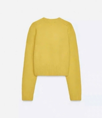 A416-Áo len dệt kim màu vàng dáng lỡ hàng nhà máy chuẩn