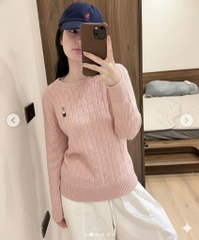 A554-Áo len thừng màu hồng cổ tròn hàng nhà máy đủ tem mác