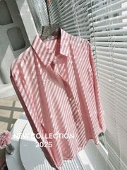 A200-Áo somi thiết kế hồng pastel đính đá