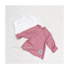 CB023- combo 3 áo tăm viền bèo màu trơn trẻ em VNXK