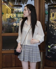 ☘️A104-ÁO SƠ MI TƠ GU LI NGANG 2 MÀU XANH TRẮNG🌺