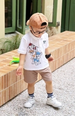 BT504- Bộ polo cotton cứu hộ mix quần ghi nhạt kaki chun