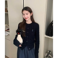 A559-Áo len cadigan  màu xanh than thêu gấu W