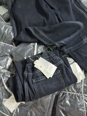 Quan078- Quần baggy jean xanh than viền sọc