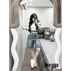 Quan076- quần jeans ngố cạp chữ màu nhạt chất mềm