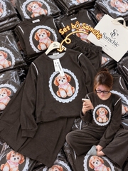 SET1073- Bộ nỉ dip lông cún nâu đáp ren