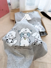 SET913-Set quần áo đôi mẹ con vải cotton cộc màu xám bi