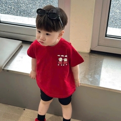 Bt814- Bộ áo thun đỏ cộc Coleman phối quần cộc đen