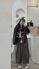 Quan094-Quần dạ xám cạp chun sau dáng suông mẫu mới