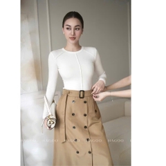 SET340- SET CV MIDI ĐAI ÁO ZIP CO GIÃN  TKẾ ☘️