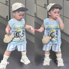 Bt583- Bộ BONECA trẻ em ưuaanf sọc xanh nhạt chất cotton