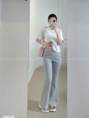 Quan070- quần dài loe chất tăm 2 màu đen-ghi 98cm