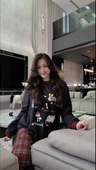 Set840- Bộ nỉ haida đen phối quần dạ kẻ suông