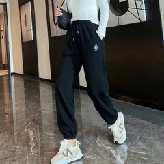 Quan085- Combo 2 quần nỉ gấu bo ống đen xám