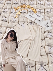 SET1058- Set nỉ dip mặc nhà màu be kèm charm