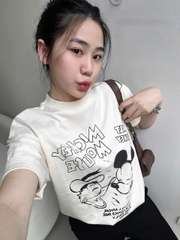 A475-Áo phông màu be MICLEY MOUSE nhà máy nét đẹp dáng s=suông