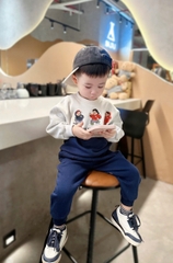 BN181 (9-26kg) Bộ thu đông dài tay bé trai TENNI phối xanh xám VNXK