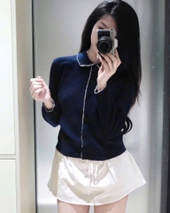 A444- Áo len xanh viền trắng nhà máy full tem