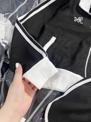 Set727- Set nỉ haida dài tay khoá đen viền trắng phối quần short