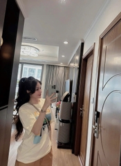 SET493-Bộ cộc  nữ áo thun suông Gc phối quần nỉ cộc