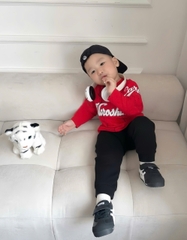 bt759-Bộ thun thu đông dài tay Hero đỏ đen bé trai  size 9-26kg