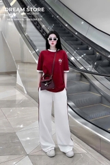 SET469-Set Bad đỏ trắng quần suông chạy viền chất zip đẹp