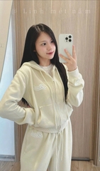 Set775- Bộ nỉ haida dài tay áo khoá kéo khoá phối quần dài TẶNG kèm áo dây