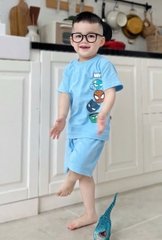 CB332- Combo 2 bộ xược xanh trắng NHỆN in full mặc dáng cộc