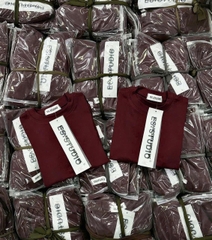 A178-Áo thun díp đỏ kín cổ màu đỏ đô