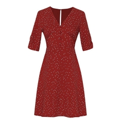 Đầm đỏ chấm bi dáng ngăn cutout sau lưng