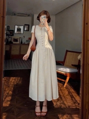 Dam177- Váy lien dài cúc dọc thân túi hông